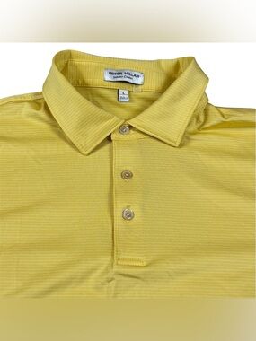 Peter Millar Summer Comfort Golf Polo Striped Performance Yellow Mens Large